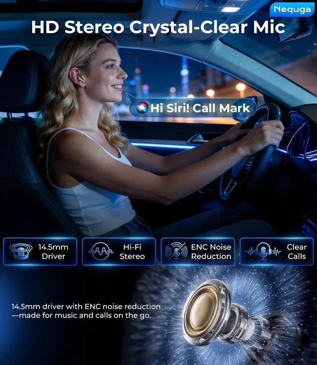 Alt view image 3 of 7 - Wireless Earbuds, 50H Playtime Bluetooth Headphones, LED Display Case