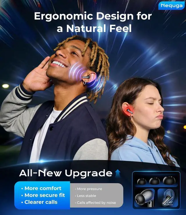 Alt view image 4 of 7 - Wireless Earbuds, 50H Playtime Bluetooth Headphones, LED Display Case