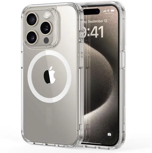 Main image of JAYSUING for iPhone 15 Pro Max Case, Compatible with MagSafe, Military-Grade Protection, Yellowing Resistant, Scratch-Resistant Back, Magnetic Phone Case for iPhone 15 Pro Max, Classic Series, Clear