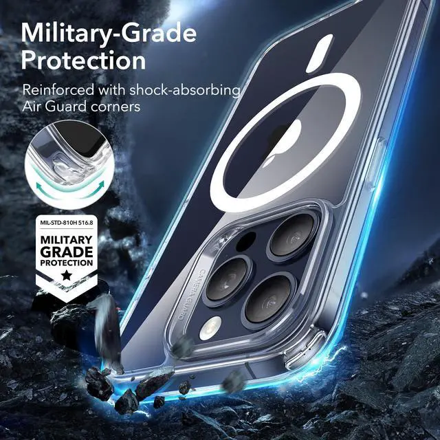 Alt view image 4 of 7 - JAYSUING for iPhone 15 Pro Max Case, Compatible with MagSafe, Military-Grade Protection, Yellowing Resistant, Scratch-Resistant Back, Magnetic Phone Case for iPhone 15 Pro Max, Classic Series, Clear