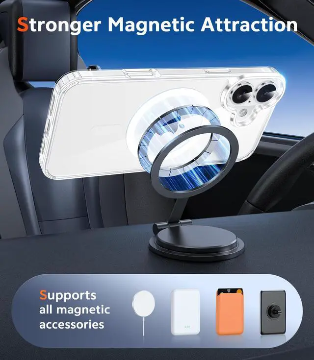 Alt view image 4 of 7 - for iPhone 16 Case Clear: Magnetic Phone Cases with Screen Protector Drop Proof Compatible with Magsafe Slim Anti Yellowing Rugged Shockproof Protective Transparent Cell Cover (A-Clear)