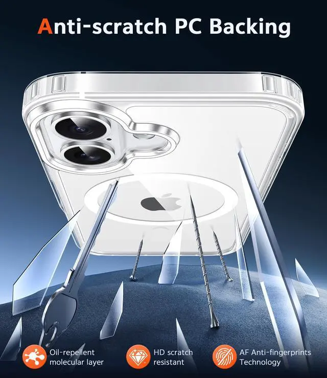 Alt view image 5 of 7 - for iPhone 16 Case Clear: Magnetic Phone Cases with Screen Protector Drop Proof Compatible with Magsafe Slim Anti Yellowing Rugged Shockproof Protective Transparent Cell Cover (A-Clear)