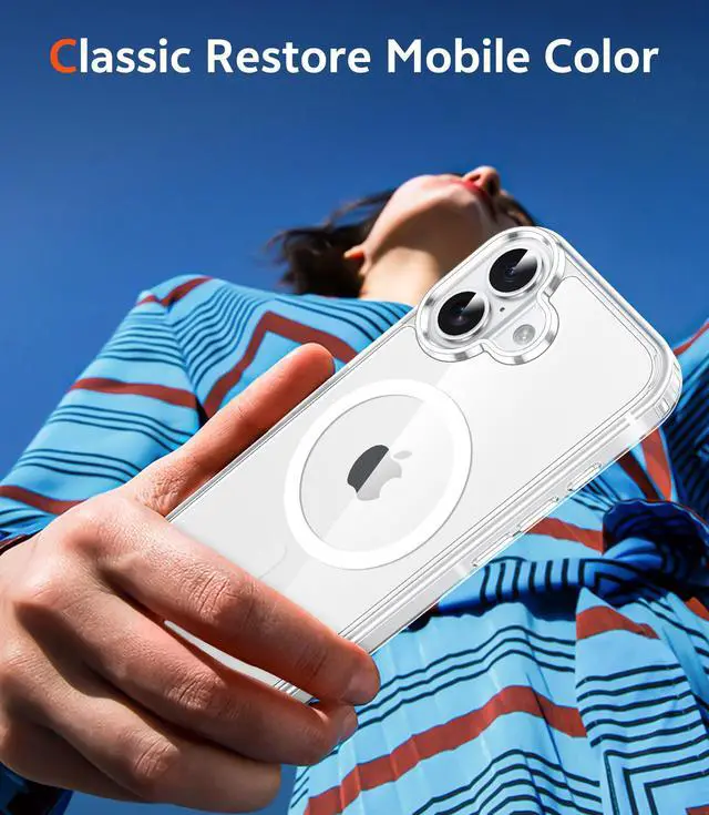 Alt view image 7 of 7 - for iPhone 16 Case Clear: Magnetic Phone Cases with Screen Protector Drop Proof Compatible with Magsafe Slim Anti Yellowing Rugged Shockproof Protective Transparent Cell Cover (A-Clear)
