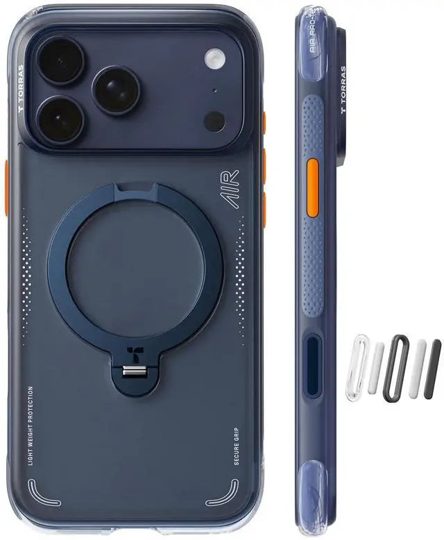 Main image of JAYSUINGOstand Q3 Air for iPhone 17 Pro Max Case with 360 Magnetic Stand, Fit for MagSafe, Mil-Grade Drop Tested, Camera Control Button, Shockproof Phone Case for iPhone 17 Pro Max 6.9", Midnight Blue