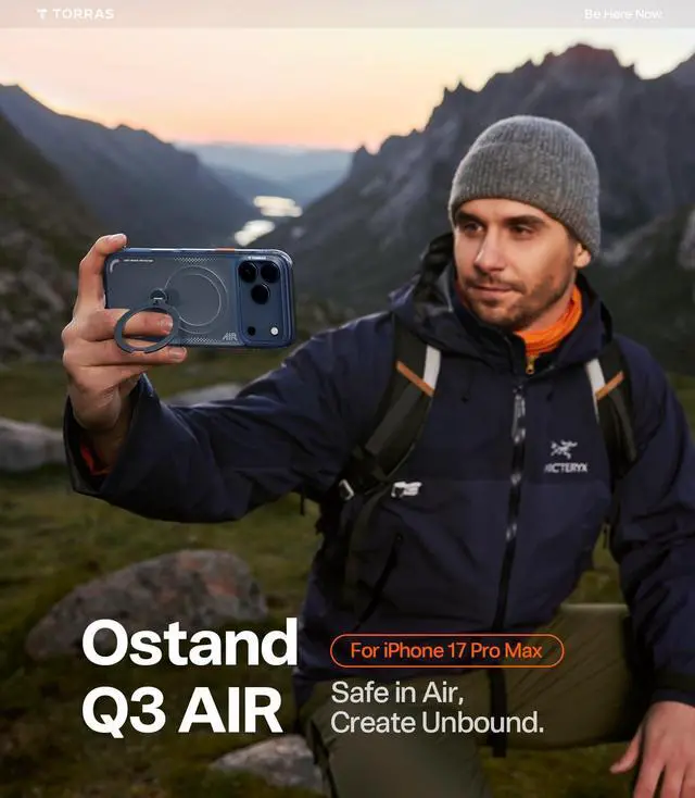 Alt view image 7 of 7 - JAYSUINGOstand Q3 Air for iPhone 17 Pro Max Case with 360 Magnetic Stand, Fit for MagSafe, Mil-Grade Drop Tested, Camera Control Button, Shockproof Phone Case for iPhone 17 Pro Max 6.9", Midnight Blue