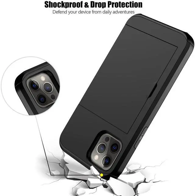 Alt view image 5 of 7 - JAYSUING for iPhone 12/iPhone 12 Pro Case with Card Holder Heavy Duty Protective Dual Layer Shockproof Hidden Card Slot Slim Wallet Case for iPhone 12/12 Pro for Men&Women(Black)