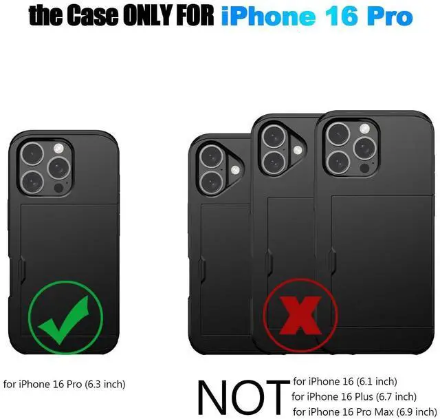 Alt view image 7 of 7 - JAYSUING Compatible with iPhone 16 Pro Case with Card Holder Dual Layer Heavy Duty Protective Shockproof Hidden Card Slot Slim Wallet Phone Cover for iPhone 16 Pro for Women&Men 6.3 inch(Rose Gold)