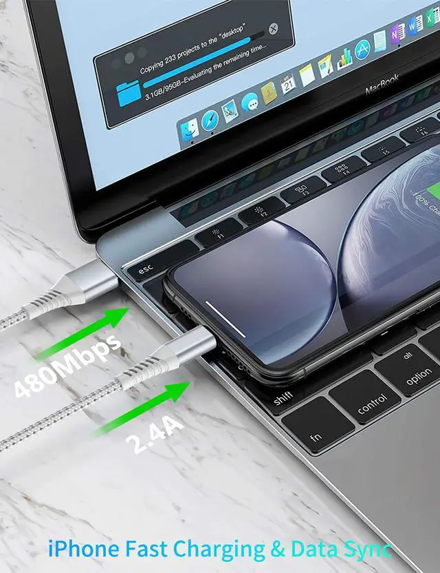 Alt view image 4 of 7 - 2FT Short iPhone Charger Cord 3 Pack, 2 Foot USB A to Lightning Cable Braided, MFi Certified 2 FT iPhone Cable Fast Charging for iPhone 14 13 12 11 Pro Max iPad AirPods, Short Lightning Cord for Car