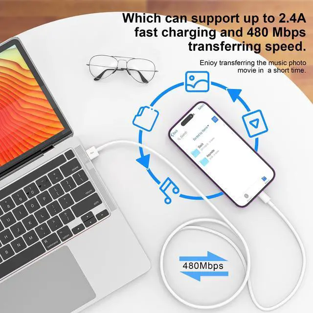 Alt view image 4 of 7 - 2PACK for iPhone Charger 6FT,Lightning Charging Cable,for Apple Certified Cord for iPhone 14/13/12/11 Pro/X/Xs Max/XR/8 Plus/7/6s/SE/5c/5s,for iPad Air/Mini USB Charge 6Foot