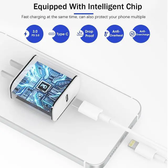 Alt view image 3 of 7 - Apple MFi CertifiedFast Charger iPhone,Fast i Phone Charging Cord 3Pack i Phone Charger Fast Charging Plug Block 6FT USB C to Lightning Cable for iPhone 14/14 ProMax/Plus/13 Mini/12/11/XR/XS,AirPods