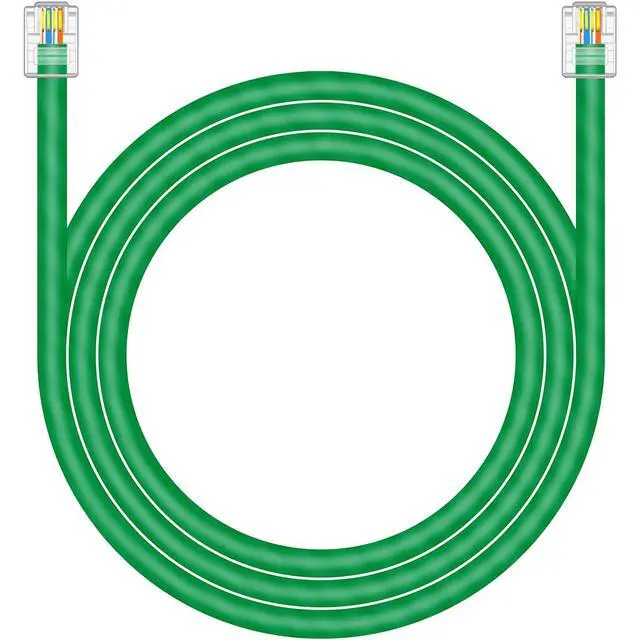 Main image of JAYSUING CAT5E RJ11 Data Cable DSL Cable 6ft Heavy Duty High-Speed for DSL Modem UTP Compatible with ATT RJ11 6P4C Male to Male Green - 6 Feet