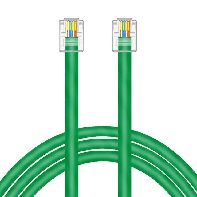 Alt view image 2 of 5 - JAYSUING CAT5E RJ11 Data Cable DSL Cable 6ft Heavy Duty High-Speed for DSL Modem UTP Compatible with ATT RJ11 6P4C Male to Male Green - 6 Feet