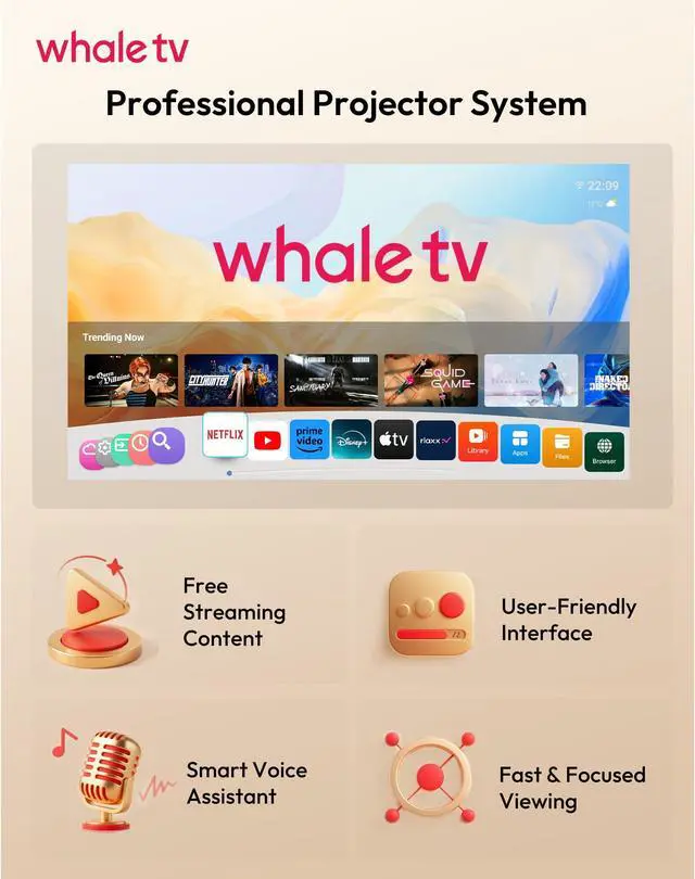 Alt view image 2 of 7 - Compatible with Netflix & Auto FocusJAYSUING Gimbal N6 PRO 700 ANSI Native 1080P Smart Projector with WiFi 6 and Bluetooth, 4D Auto Keystone & Voice Controll Portable 4K Support FHD Home Projector