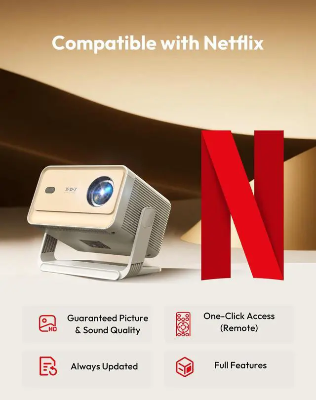 Alt view image 3 of 7 - Compatible with Netflix & Auto FocusJAYSUING Gimbal N6 PRO 700 ANSI Native 1080P Smart Projector with WiFi 6 and Bluetooth, 4D Auto Keystone & Voice Controll Portable 4K Support FHD Home Projector