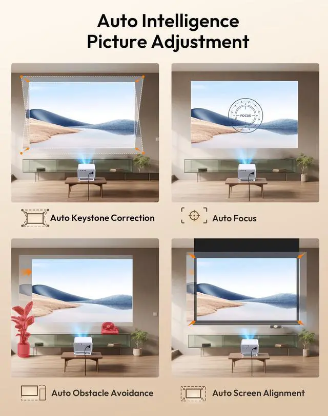 Alt view image 5 of 7 - Compatible with Netflix & Auto FocusJAYSUING Gimbal N6 PRO 700 ANSI Native 1080P Smart Projector with WiFi 6 and Bluetooth, 4D Auto Keystone & Voice Controll Portable 4K Support FHD Home Projector