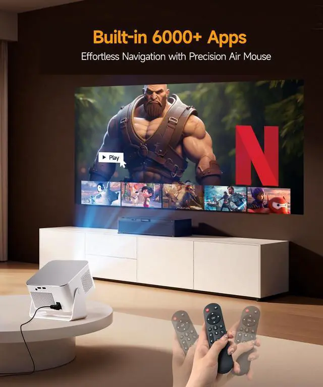 Alt view image 4 of 7 - Smart Projector with 4K 8K Support, Mini Projector with Wifi6 and Bluetooth5.4, 600 ANSI, Auto Focus & Obstacle Avoidance 1080P Portable Movie Proyector for Home Outdoor, JAYSUING HY350Max