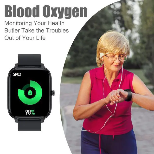 Alt view image 4 of 7 - Smart Watch for Men Women Compatible with iPhone Samsung Android Phone 1.83 inch Full Touch Screen IP68 Waterproof Bluetooh Fitness Tracker Heart Rate/Sleep Monitor, Black