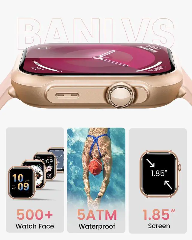 Alt view image 7 of 7 - Fitness Smart Watches for Women Men: 1.85" Smart Watch with 30 Days+ Battery Life Make/Recive Call Heart Rate SpO2 Sleep Monitor 120+ Sport IP68 Waterproof Fitness Tracker Watch Reloj Inteligente