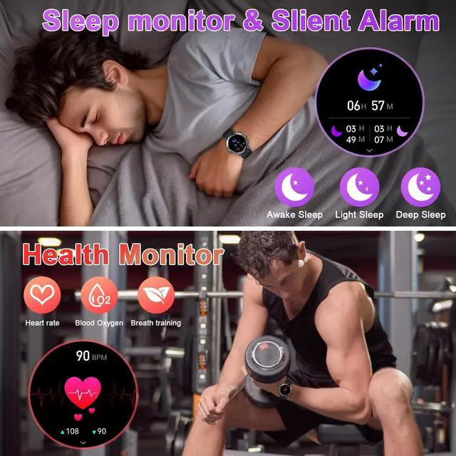 Alt view image 3 of 7 - JAYSUINGSmart Watch for Men Fitness Tracker: Smart Watches for Android Phones iPhone Bluetooth Waterproof Make Answer Call Digital Mens Watches Heart Rate Monitor Running Smartwatch Samsung Compatible