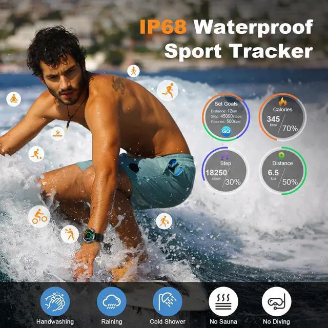 Alt view image 5 of 7 - JAYSUINGSmart Watch for Men Fitness Tracker: Smart Watches for Android Phones iPhone Bluetooth Waterproof Make Answer Call Digital Mens Watches Heart Rate Monitor Running Smartwatch Samsung Compatible