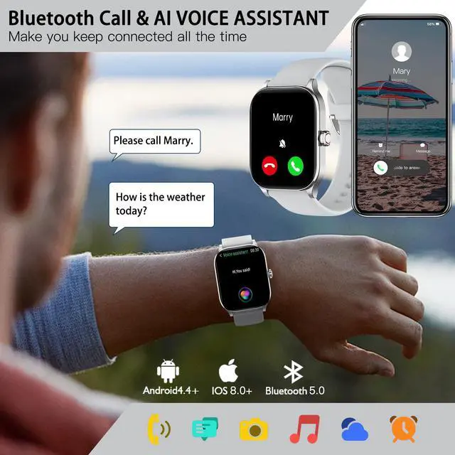Alt view image 3 of 7 - Smart Watch for Women Men(Answer/Make Call), Smartwatches with Heart Rate/SpO2/Sleep/Stress Monitor, IP68 Waterproof Activity Tracker for Android iPhone, 100+ Sports Fitness Watches (Gray, 2.01)