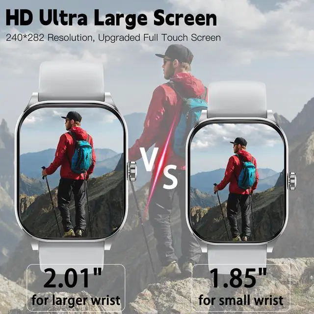 Alt view image 7 of 7 - Smart Watch for Women Men(Answer/Make Call), Smartwatches with Heart Rate/SpO2/Sleep/Stress Monitor, IP68 Waterproof Activity Tracker for Android iPhone, 100+ Sports Fitness Watches (Gray, 2.01)