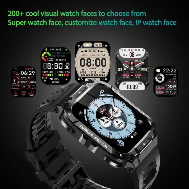 Alt view image 7 of 7 - Military Smart Watch for Men with Call Function,Fitness Smartwatch for Android Phones and iPhone,Waterproof Fitness Tracker with Blood Oxygen/Heart Rate/Sleep/100+ Sport Modes, Watches for Men