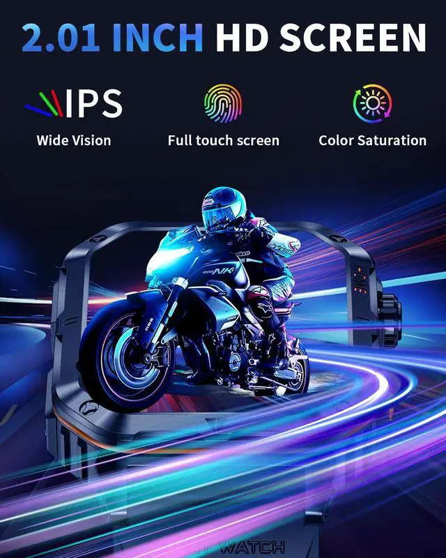 Alt view image 7 of 7 - JAYSUING Military Smarty Watch for Men, 2.01" Smartwatch with 1200mAh Battery, Flashlight, Answer/Make Calls, Heart Rate/Sleep Monitor 100+ Sport Modes Fitness Tracker for Android/iPhone