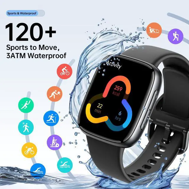 Alt view image 6 of 7 - JAYSUING Smart Watches for Women Men, 1.85" HD AMOLED Display, 2 Bands Included, Works with iPhone & Android, 12-Day Battery, 3ATM Waterproof, Bluetooth Call, Health & Fitness Tracker, Black