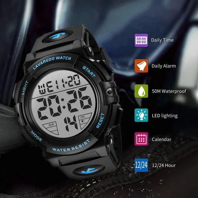 Alt view image 3 of 7 - JAYSUING Mens Digital Watch Sports Military Watches Waterproof Outdoor Chronograph Wrist Watches for Men with LED Back Ligh/Alarm/Date