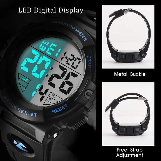 Alt view image 4 of 7 - JAYSUING Mens Digital Watch Sports Military Watches Waterproof Outdoor Chronograph Wrist Watches for Men with LED Back Ligh/Alarm/Date