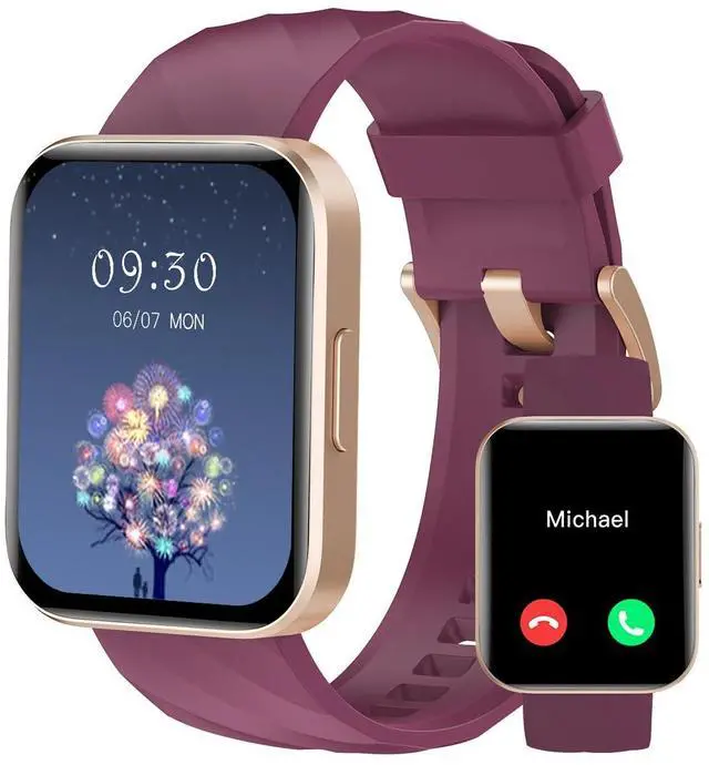 Main image of JAYSUING Smart Watches for Women Men (Answer/Make Calls) Compatible with iPhone/Android Phones, 1.85" HD Screen Fitness Tracker Heart Rate Monitor 100+ Sports Tracker Watch Waterproof (Purple)