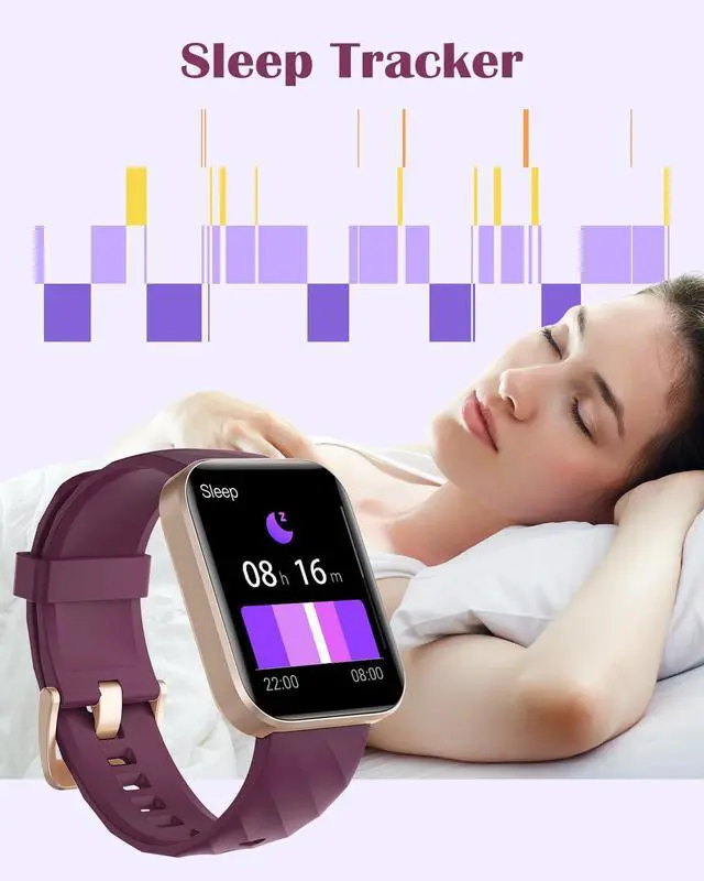Alt view image 6 of 7 - JAYSUING Smart Watches for Women Men (Answer/Make Calls) Compatible with iPhone/Android Phones, 1.85" HD Screen Fitness Tracker Heart Rate Monitor 100+ Sports Tracker Watch Waterproof (Purple)
