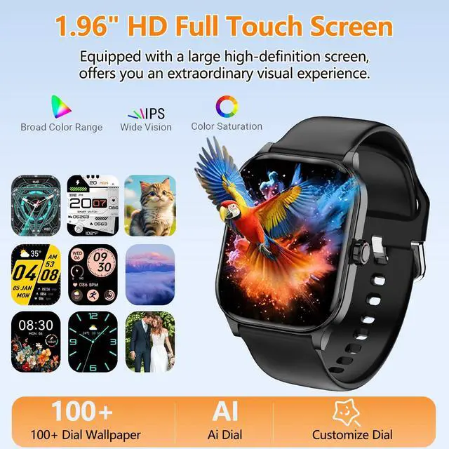 Alt view image 3 of 7 - Smart Watch for Women Men with Text and Call, 2026 New AI Smartwatches with Heart Rate/SpO2/Sleep/Stress Monitor, 100+ Sports Modes, GPS Fitness Watches Compatible with iOS/Android (Map, Black)
