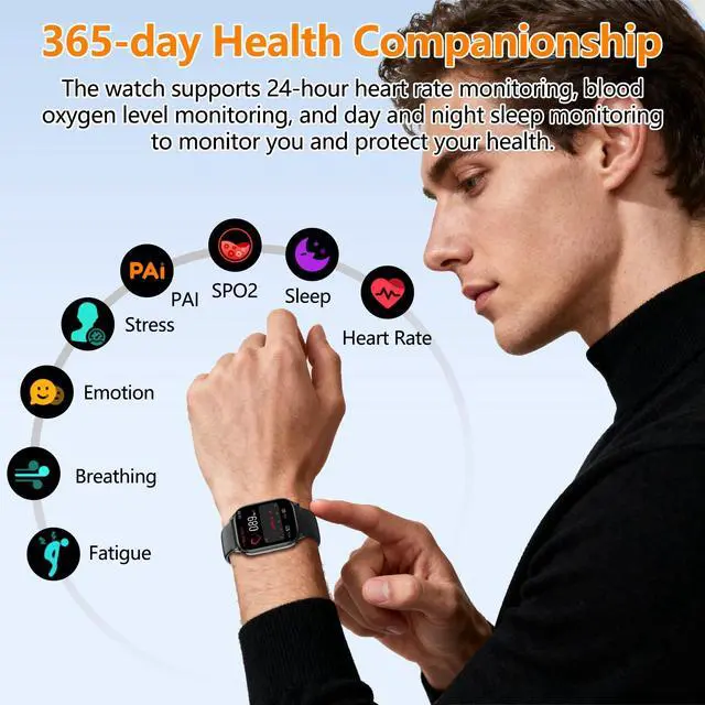 Alt view image 4 of 7 - Smart Watch for Women Men with Text and Call, 2026 New AI Smartwatches with Heart Rate/SpO2/Sleep/Stress Monitor, 100+ Sports Modes, GPS Fitness Watches Compatible with iOS/Android (Map, Black)