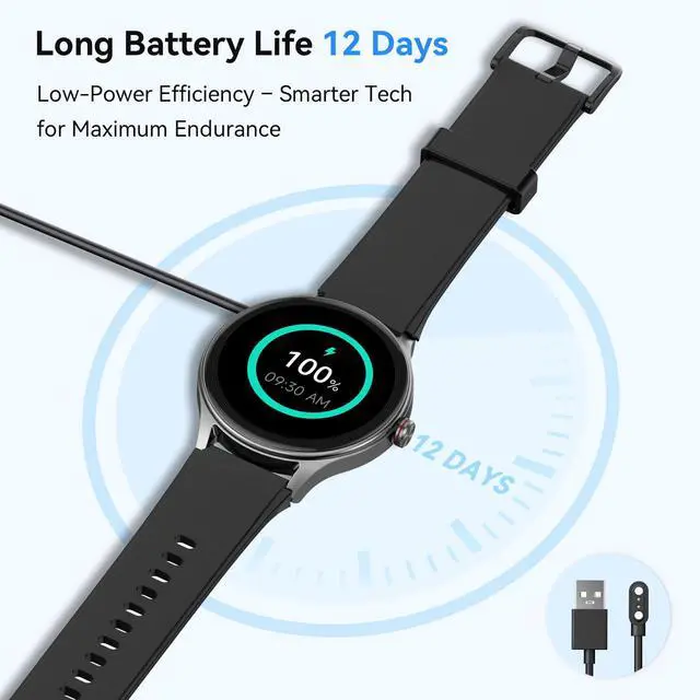 Alt view image 6 of 7 - Smart Watches for Men/Women (2 Bands), 1.27 Round Smartwatch Fitness Tracker with Bluetooth Calls (Make/Answer), Heart Rate/SpO2/Sleep Monitor, 12 Days Battery, IP68 Waterproof