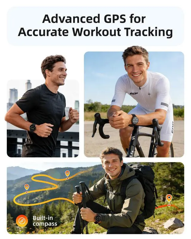 Alt view image 4 of 7 - JAYSUING Smart Watch for Swimming, 5ATM Waterproof Watch for Pool & Open Water, AI Swim Analysis, Built-in GPS & Compass, AMOLED Fitness Trackers 100+ Sports Modes, Heart Rate & Sleep Monitor, Black