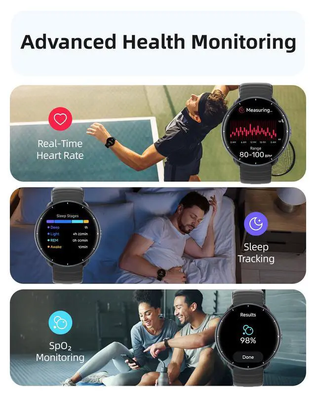 Alt view image 7 of 7 - JAYSUING Smart Watch for Swimming, 5ATM Waterproof Watch for Pool & Open Water, AI Swim Analysis, Built-in GPS & Compass, AMOLED Fitness Trackers 100+ Sports Modes, Heart Rate & Sleep Monitor, Black