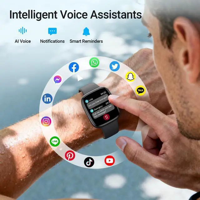 Alt view image 6 of 7 - JAYSUING Smart Watch, 1.85" AMOLED Fitness Tracker with Bluetooth Call, Heart Rate/Sleep/SPO Monitor, 100+ Sports Modes, 3ATM Waterproof Smartwatch for Android/iPhone/Samsung, Includes 2 Bands