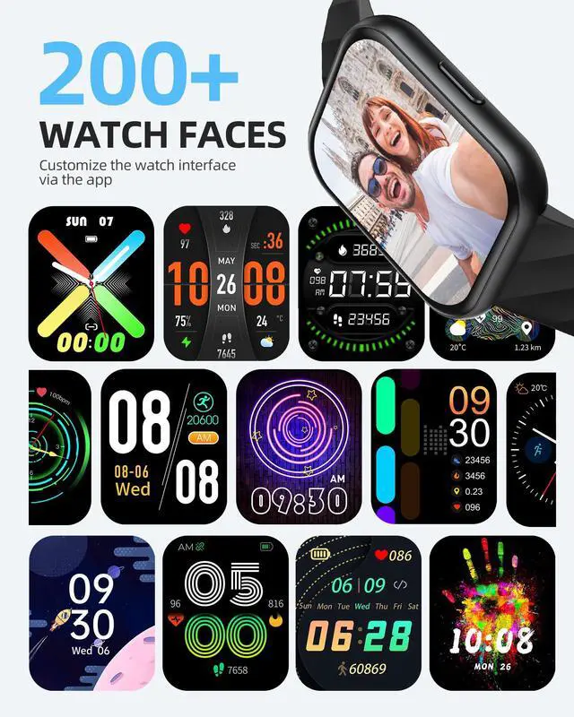 Alt view image 6 of 7 - JAYSUING Smart Watch, 5ATM Waterproof Watch for Swimming, Fitness Activity Tracker with 110+ Sports Modes, Heart Rate/Sleep/SpO2/Calories Monitor, Pedometer, Fitness Watch for Android & iPhone, Black