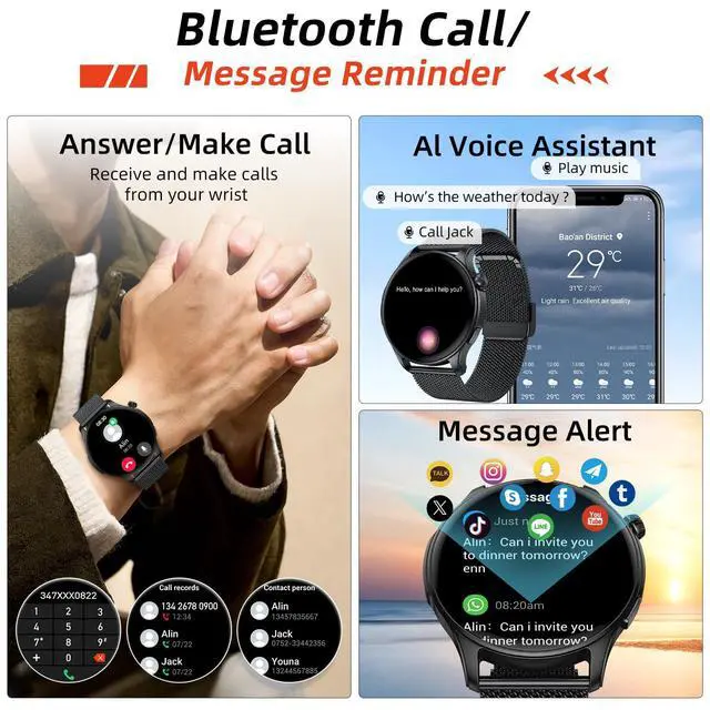 Alt view image 2 of 7 - Smart Watch for Men Women Fitness Tracker: Waterproof Bluetooth Call Answer/Make Smart Watches for Android/iPhone Digital Mens Smartwatch Activity Pedometer Heart Rate SpO2 Monitor 120+ Sports Model