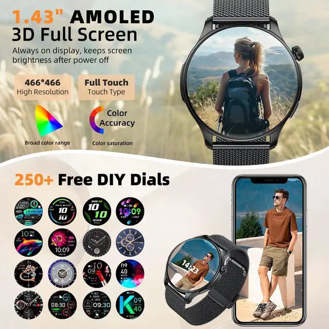 Alt view image 6 of 7 - Smart Watch for Men Women Fitness Tracker: Waterproof Bluetooth Call Answer/Make Smart Watches for Android/iPhone Digital Mens Smartwatch Activity Pedometer Heart Rate SpO2 Monitor 120+ Sports Model