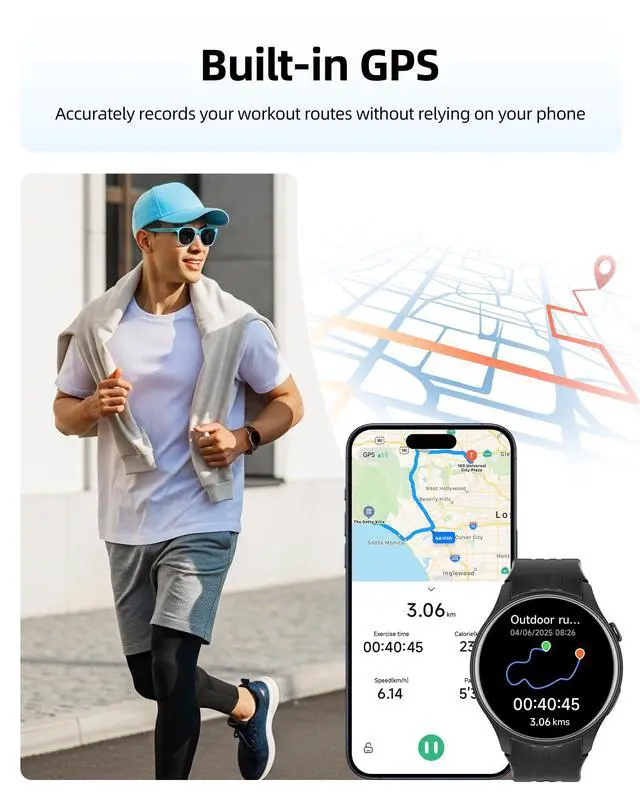 Alt view image 2 of 7 - JAYSUING Smart Watch for Men Women, Built-in GPS, Fitness Watch with Answer/Make Calls, 100+ Sport Modes, Heart Rate, Sleep Monitor, Pedometer, IP68 Waterproof, Smartwatch for Android & iPhone, Black