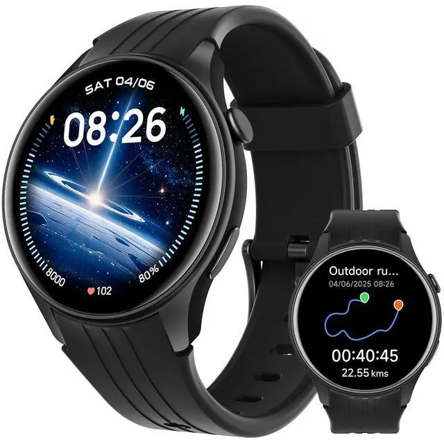 Main image of JAYSUING Smart Watch for Men Women, Built-in GPS, Fitness Watch with Answer/Make Calls, 100+ Sport Modes, Heart Rate, Sleep Monitor, Pedometer, IP68 Waterproof, Smartwatch for Android & iPhone, Black