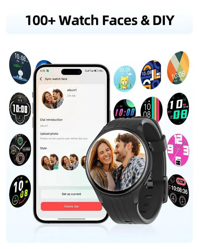 Alt view image 7 of 7 - JAYSUING Smart Watch for Men Women, Built-in GPS, Fitness Watch with Answer/Make Calls, 100+ Sport Modes, Heart Rate, Sleep Monitor, Pedometer, IP68 Waterproof, Smartwatch for Android & iPhone, Black