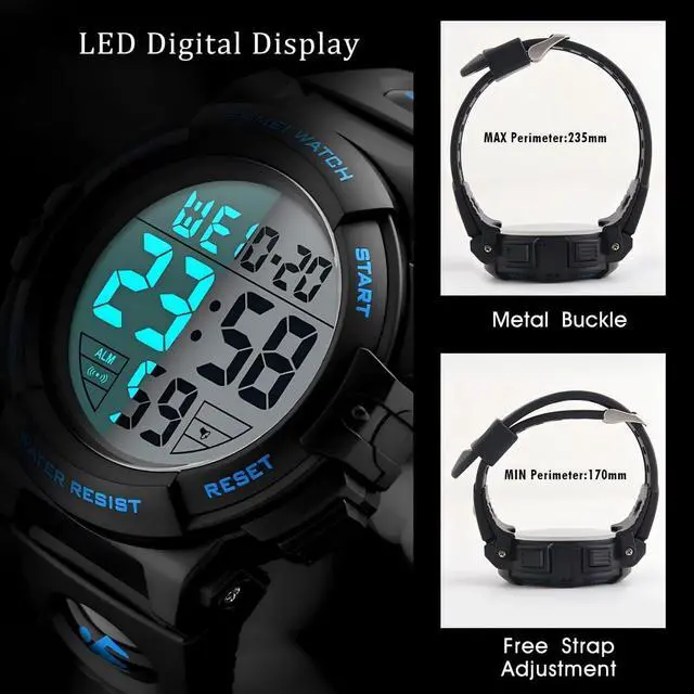 Alt view image 5 of 7 - JAYSUING Watches for Men, Digital Sports Watch for Mens Waterproof LED Screen Large Face Military Tactical Watch