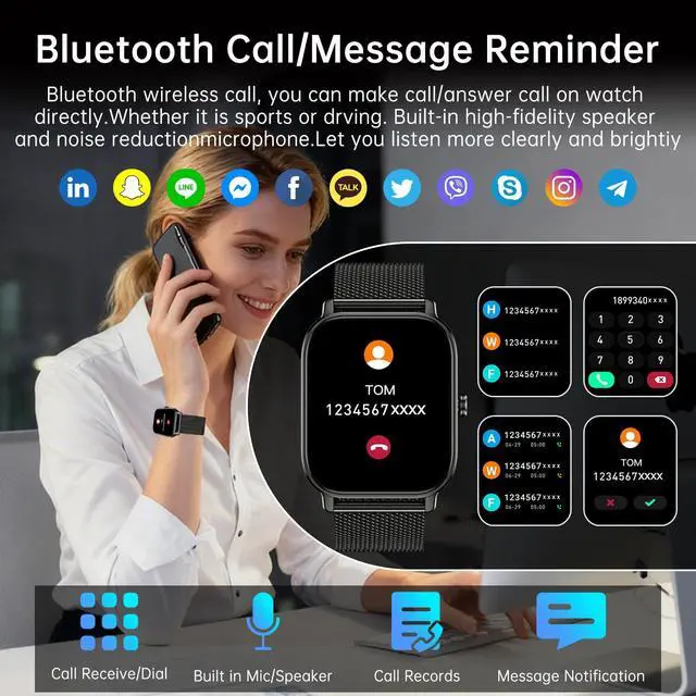 Alt view image 2 of 7 - Smart Watch for Men Women Fitness: Waterproof Make Answer Call Running Smartwatch for Android Phone iPhone Samsung Compatible Digital Mens Watches SpO2 Sleep Heart Rate Monitor Step Pedometer Tracker