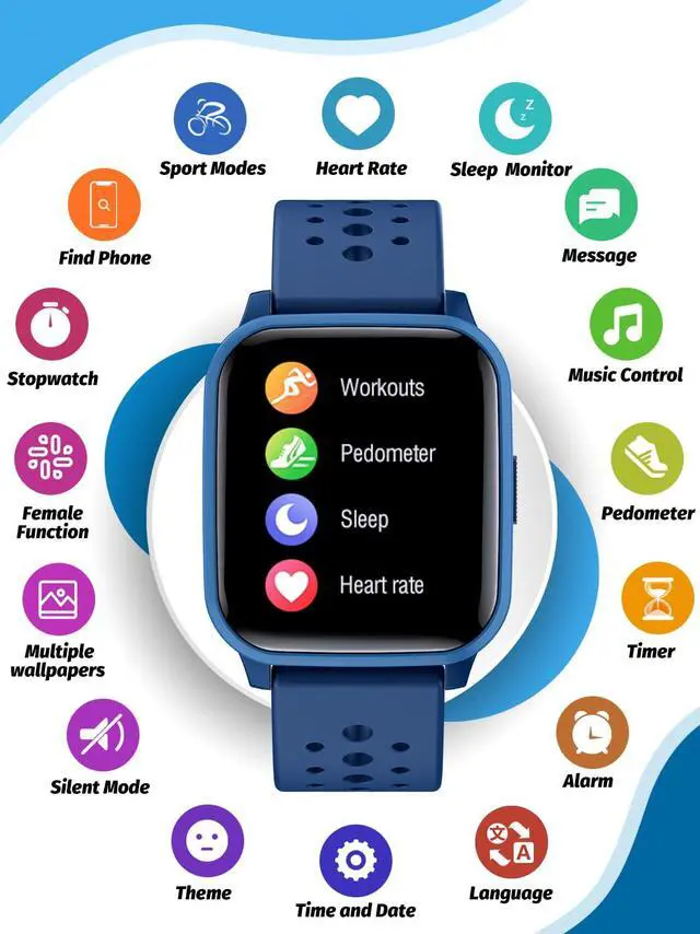 Alt view image 2 of 7 - JAYSUING Kids Smart Watch, Smart Watch for Kids 4-16 Years Old with Sleep Mode, 19 Sports Mode, Pedometer, Birthday Gift for Boys Girls, Blue