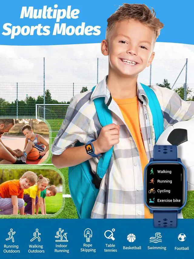 Alt view image 3 of 7 - JAYSUING Kids Smart Watch, Smart Watch for Kids 4-16 Years Old with Sleep Mode, 19 Sports Mode, Pedometer, Birthday Gift for Boys Girls, Blue