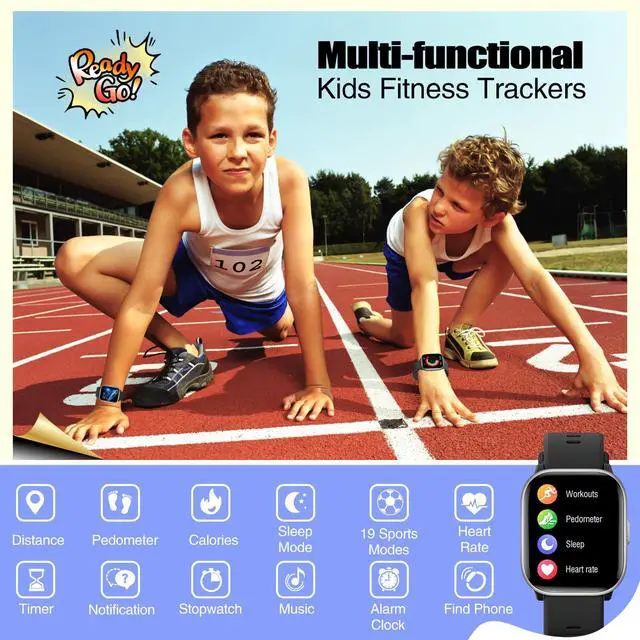 Alt view image 2 of 7 - JAYSUING Kids Watch for Boys Girls with IP68 Waterproof, Girls Smart Watch with 19 Sports Modes, Sleep Tracking, Pedometer, Stopwatch, Kids Activity Tracker, Birthday Gifts for Boys Age 6-15 Years Old